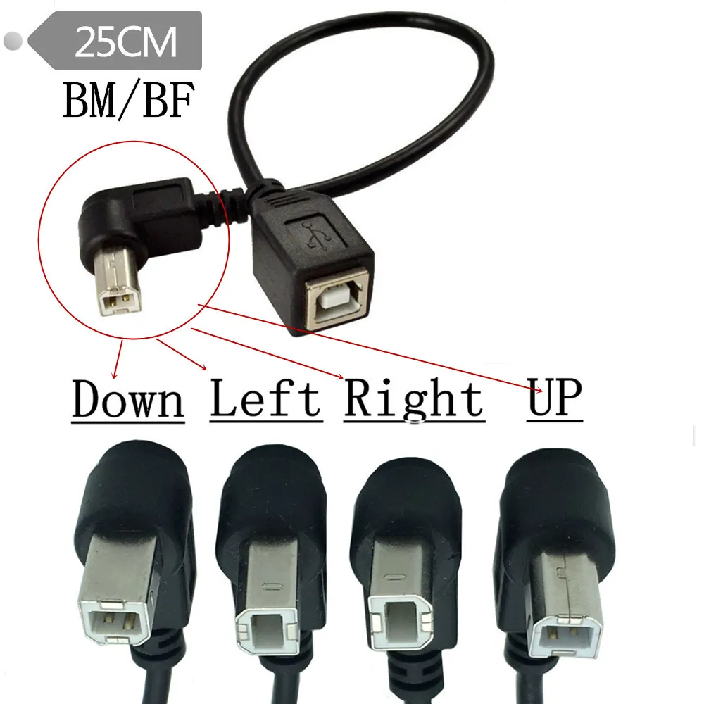 1 шт. правый угол USB Тип B папа к Женский принтер новый удлинитель Кабель