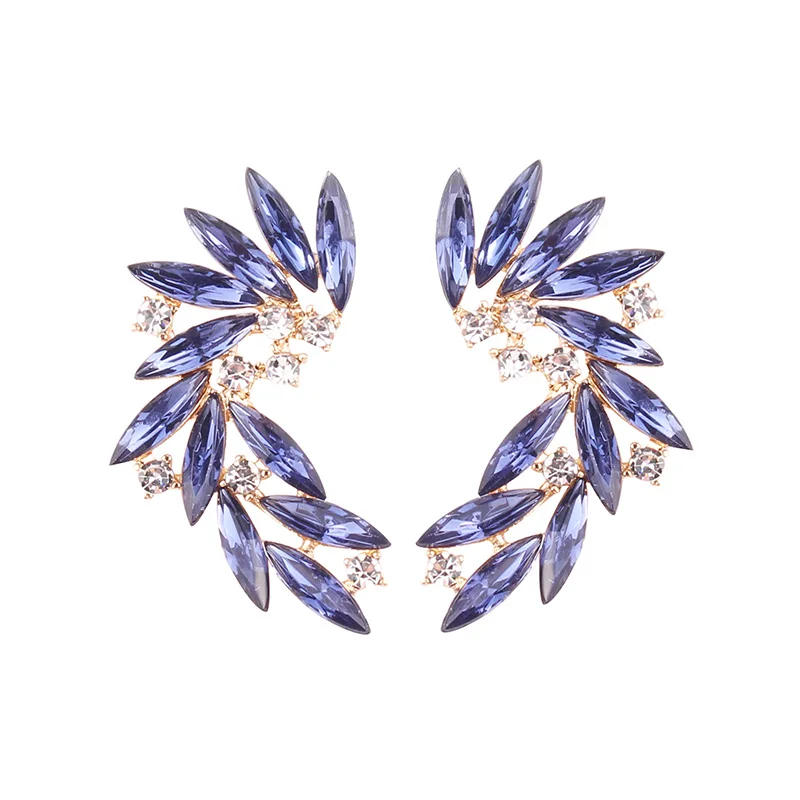 royal blue LUBOV блестящие стразы, серьги-гвоздики с крыльями, акриловый кристаллический камень, женские серьги для пирсинга, модные свадебные украшения, рождественский подарок - Окраска металла: royal blue