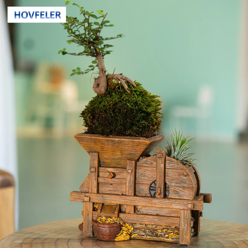 

HOVFELER Resin Fenggu Machine Flowerpot Figurine Model Ornaments Landscape Retro Home Garden Multi-purpose Crafts