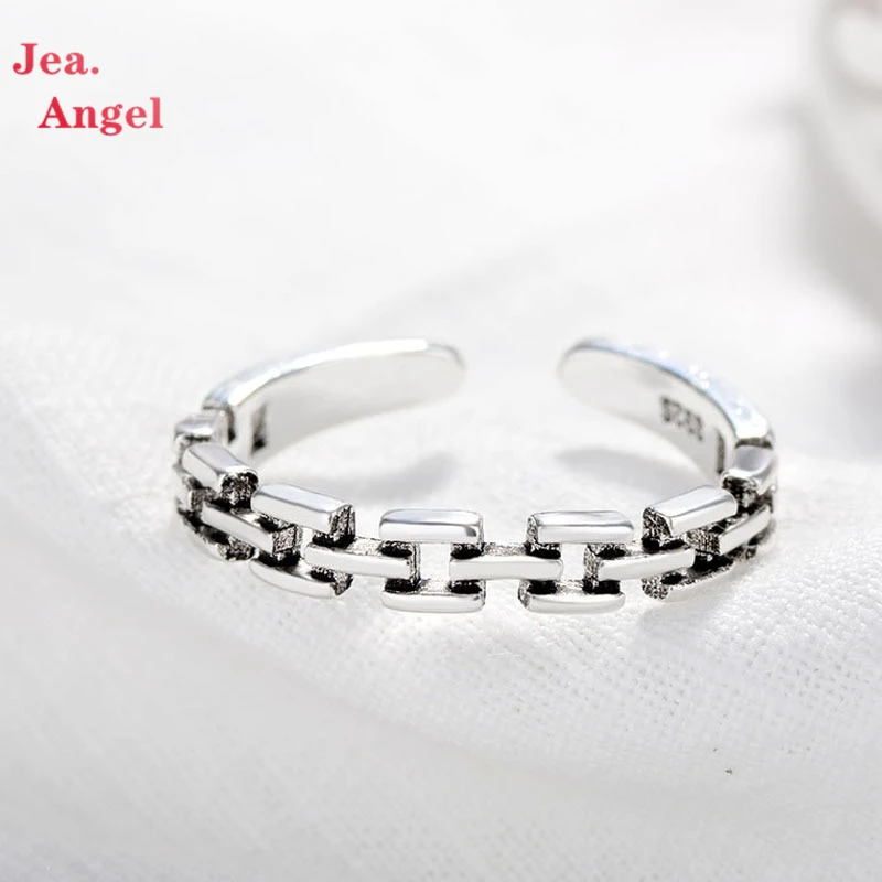 

Новые Кольца Jea.Angel из серебра 925 пробы, винтажные прямоугольные блочные сращивающиеся открытые кольца, ювелирные изделия для вечеринки в че...
