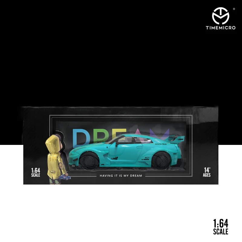 TimeMicro 1:64 LBWK LB производительность Nissan GTR R35 LB3.0 синяя литая модель автомобиля |