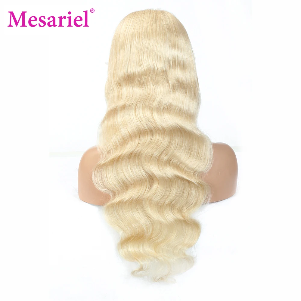 Mesariel 613 Blonde Remy 4*4 Brazilian Body Wave Lace Front Wigs Pre Plucked With Baby Hair Long Human Closure | Шиньоны и парики