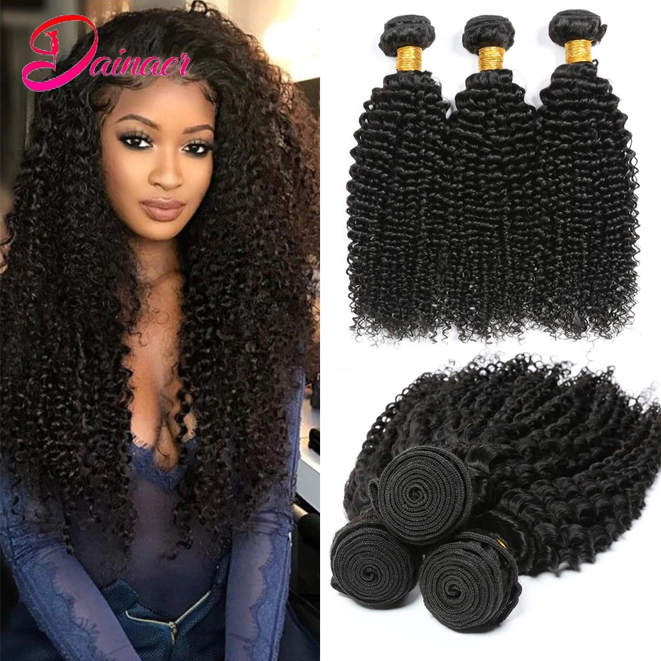 Peruvian Afro Kinky Curly Bundles Human Hair Weave Bundles 8-30Inch Natural Color Non Remy Hair 3/4 PCS 100% Human Hair