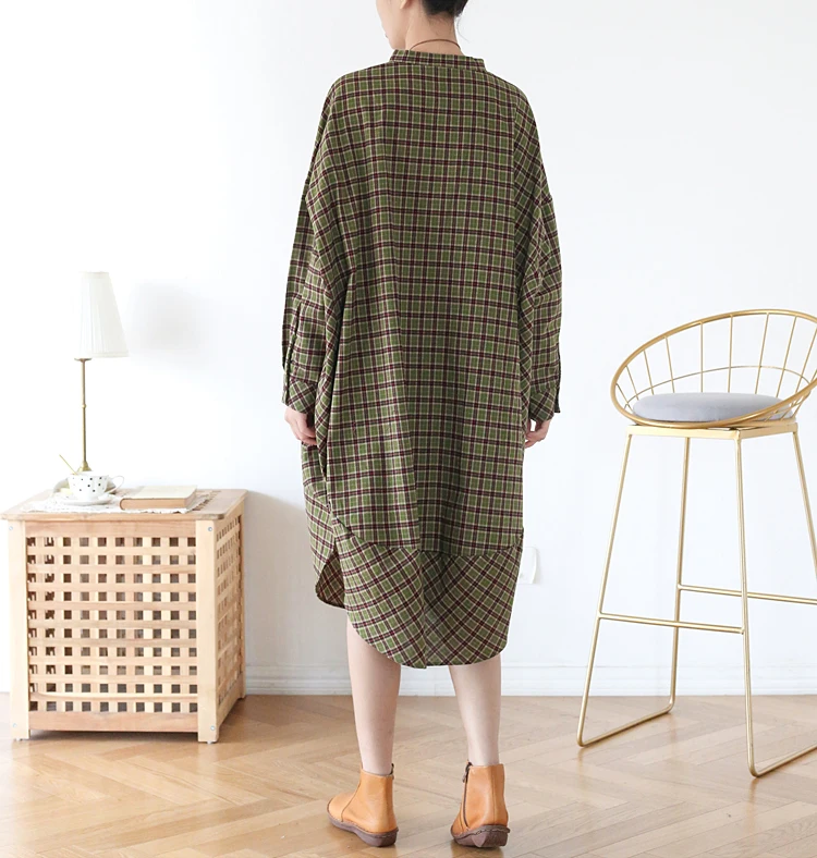 Новинка 2020 весенние платья размера плюс винтажное клетчатое Хлопковое платье