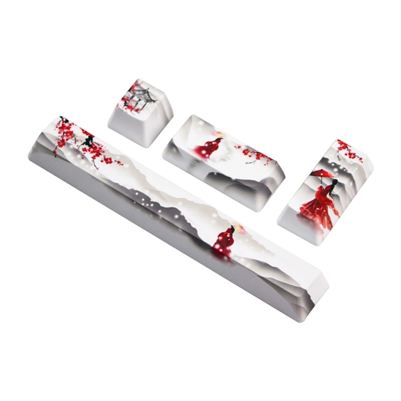 

6.25U Five Sides 4 keys Dye-subbed Keycap ESC Space Bar Entre Keys PBT Girl in Red with Umbrelle Keycaps for DIY