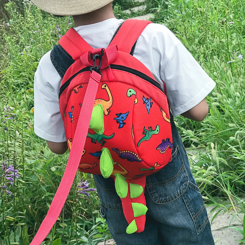 School Bags Children's Backpack Cute Cartoon Little Dinosaur Anti-lost Children School Bags For Boys Girls Toddler Kids Backpack