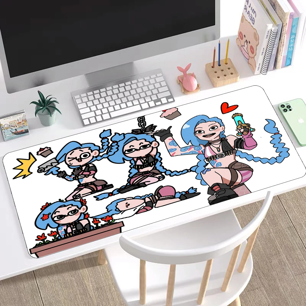 

Cute Computer Pad for Gamers Large Mousepad Xxl Jinx Anime Cartoon Table Mat Game Components Arcane VI Kawaii Mouse Pad 90x40CM