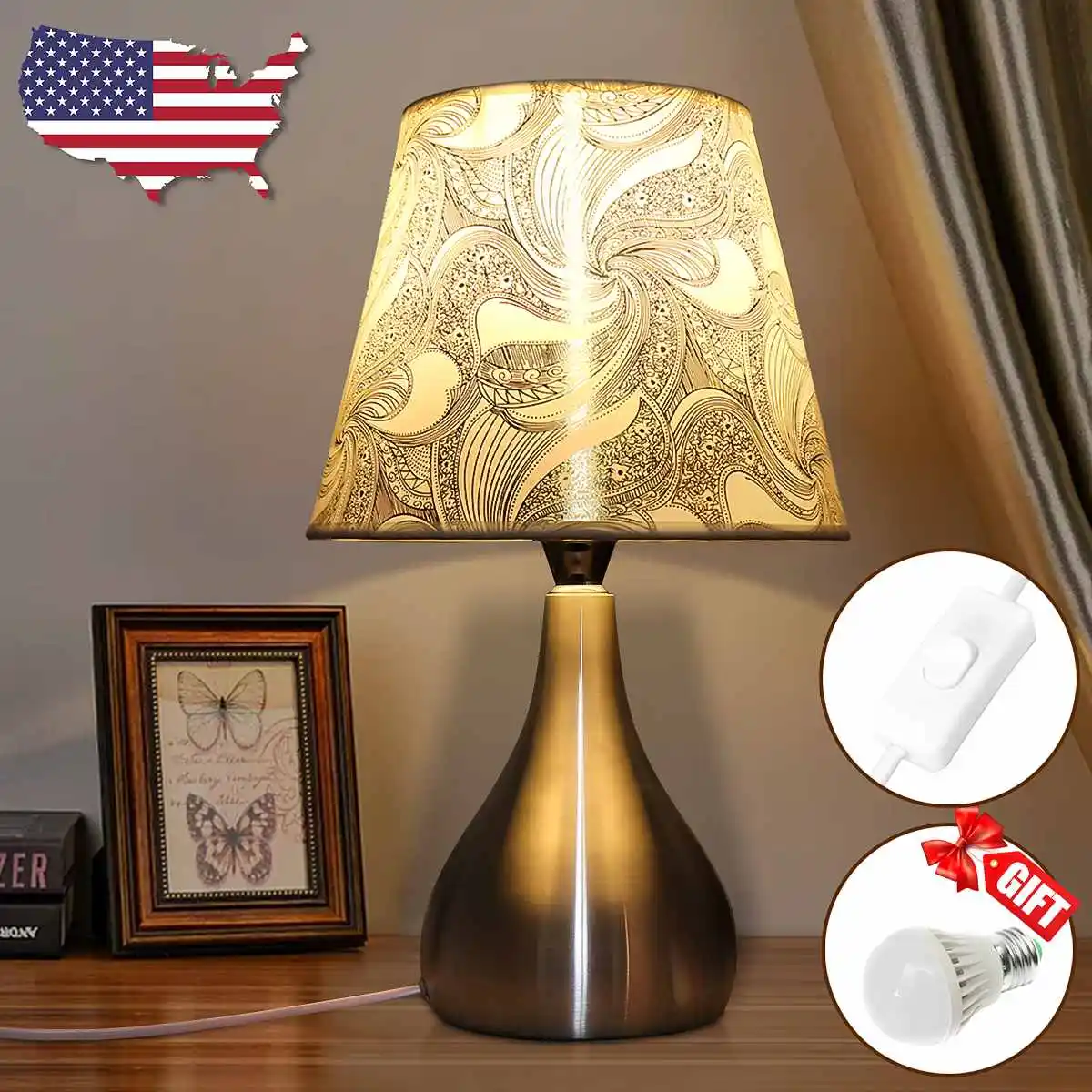 

Modern Bedside Lamps LED Desk Lamp with E27 Bulb 110V-240V Table Lamps For Home Bedroom Living Room Lighting White Lght