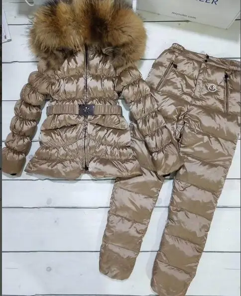 Женский костюм, зимняя куртка, женские пуховики, парка, женский пуховик, куртка и штаны, костюм, брюки, верхняя одежда, зимний костюм - Цвет: Слоновая кость