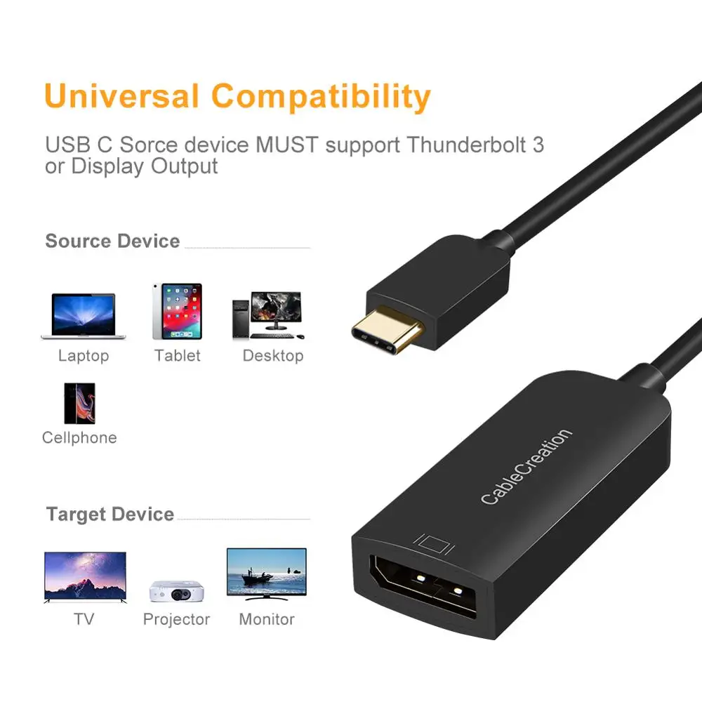 CableCreation адаптер USB C к DisplayPort HD 8K @ 60 Гц Type DP Кабель-адаптер с Oculus Rift Macbook HUAWEI iPad Pro |