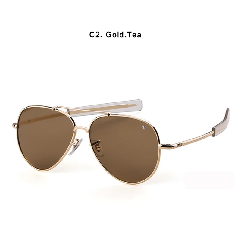 C2 Gold.Tea HBK Pilot 90s AO General Pilot американская оптическая 12K Золотая оправа Oculos De Sol армейский Военный Макартур с коробкой K40024 - Цвет линз: C2 Gold.Tea