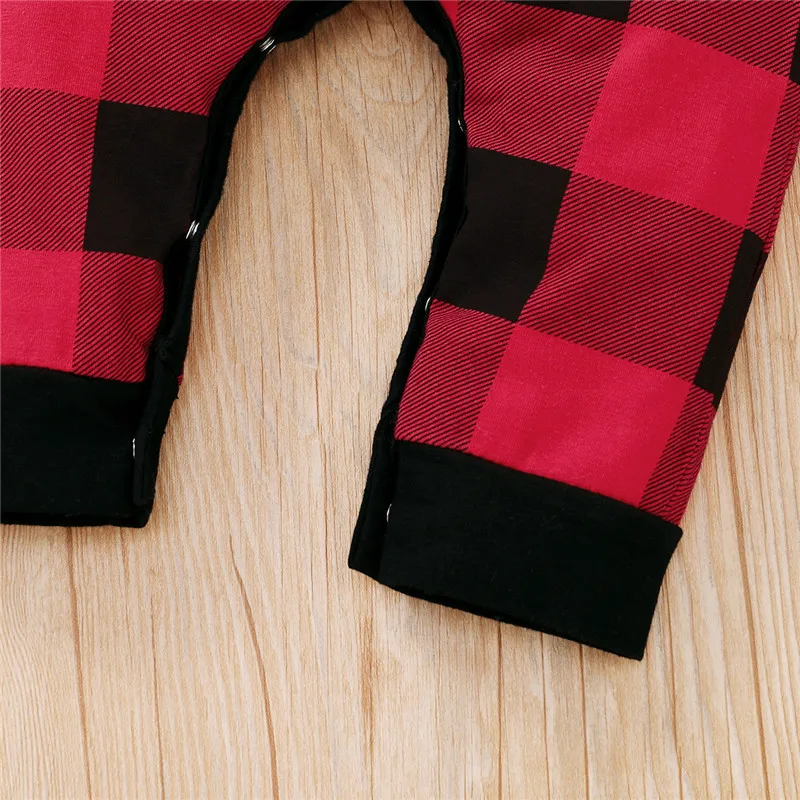 

Newborn Infant Toddler Baby Boy Girl Christmas Clothes Plaid Pattern Cotton Romper Baby Boy Jumpsuit Hat 2Pcs Xmas Outfits 0-24M