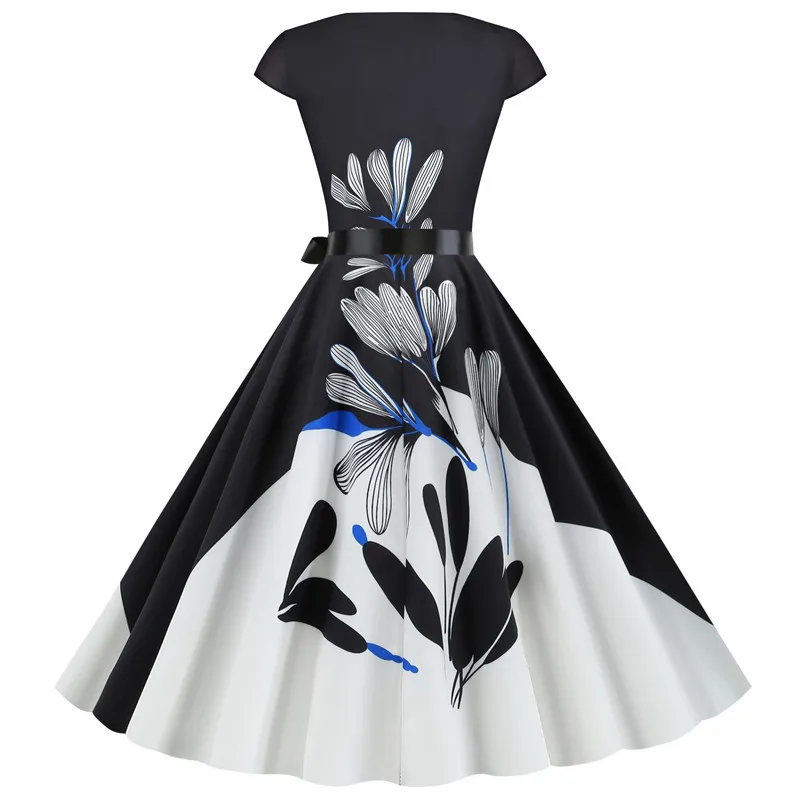 

Summer Rose Narcissus Flower Butterfly Beach Dress Women Floral Print Boho Dress O Neck Pleated Sexy Party Dress Robe Femme