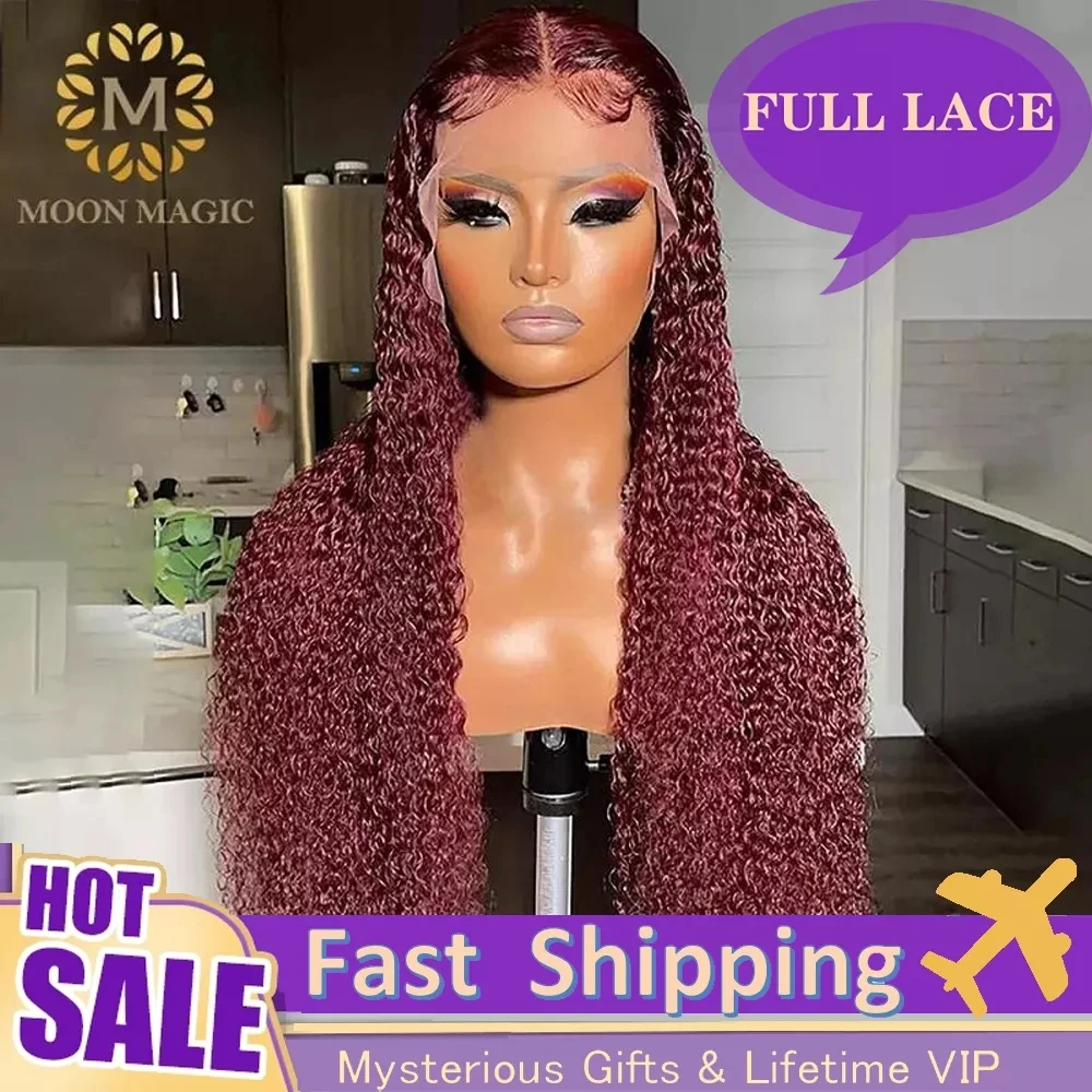 

Парики из человеческих волос на полной сетке, цветные вьющиеся бордовые парики на сетке спереди 99j, красный парик из натуральных волос, пари...