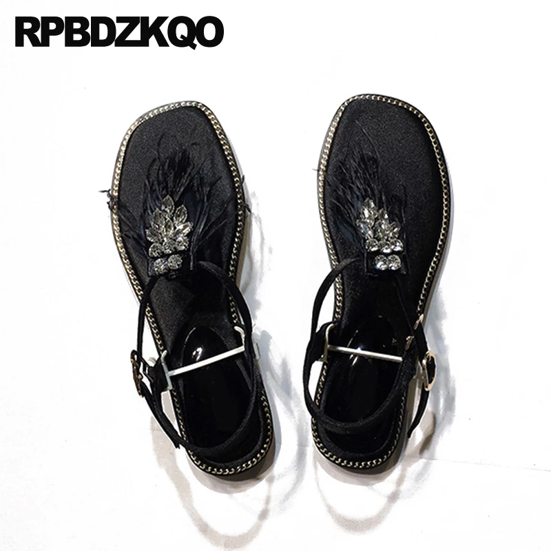 кристалл обувь плеть T ремешок горный хрусталь сатин дамы бриллиант драгоценный