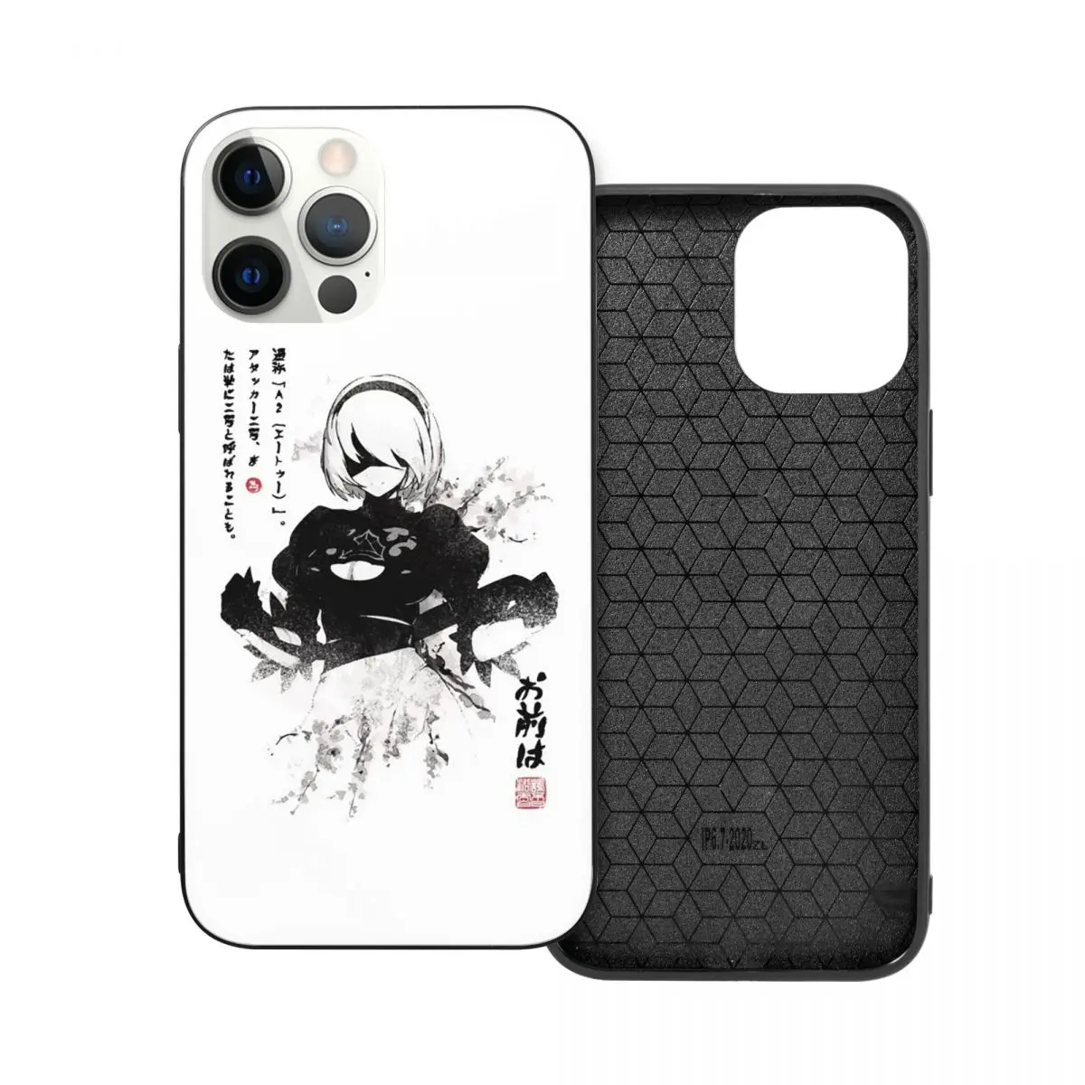 

NieRAutomata 2B Japan Ink PC Glass TPU Phone Case for iPhone 13 12 11 Xs Xr X Pro Max Mini 7 8 Se2 Plus 6 6S