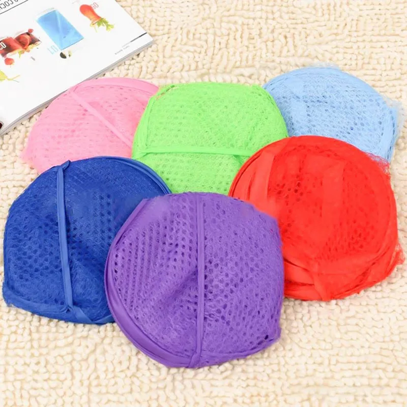 Многоцветная сетчатая корзина для стирки белья складная грязного домашняя