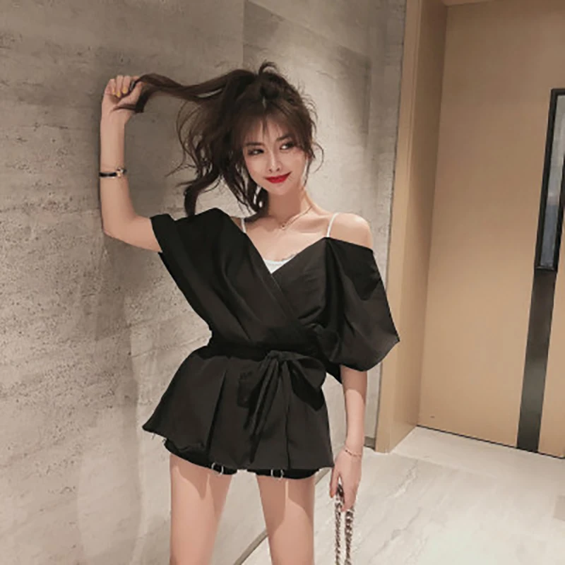 Топ женский со шнуровкой и бантом с поясом 2020