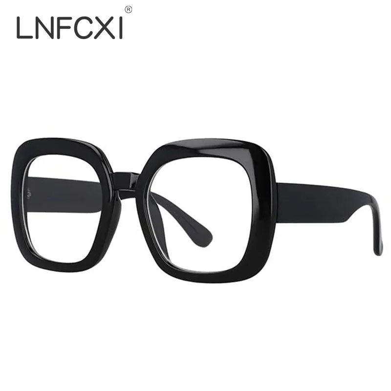 Большие квадратные оправы для очков LNFCXI кошачий глаз, женские модные компьютерные оправы для очков большого размера для женщин
