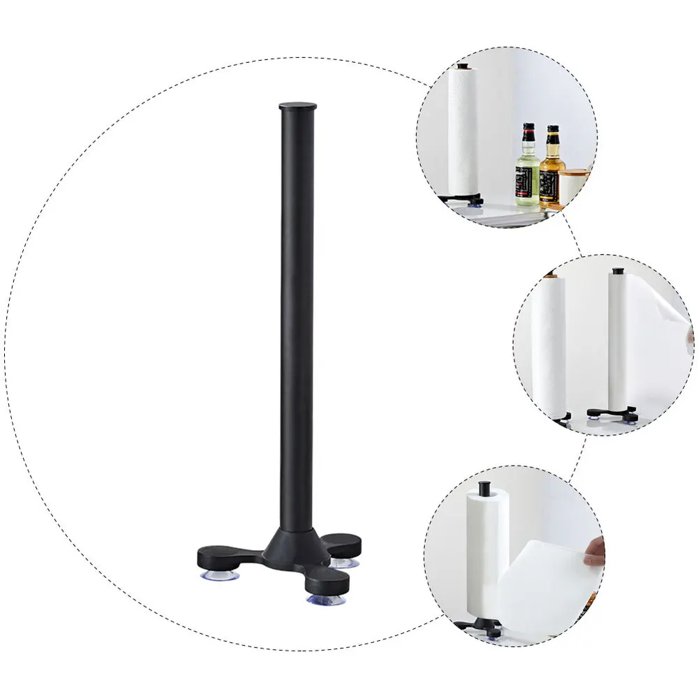 

1Pc Creative Roll Paper Organizer Sucker Napkin Rack Home Paper Towel Rack Black