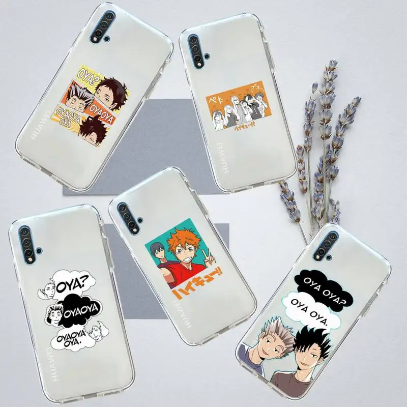 

Cute Japan Anime Oya Haikyuu Phone Case Transparent for Huawei honor P mate 40 20 30 10 50 i 9 x mate pro lite 8a