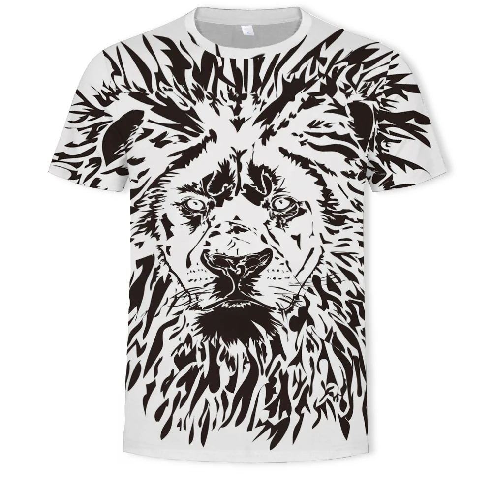 

2021 New Personality Lion Head Men's 3D Printed Short-Sleeved T-Shirt Fashion Hip-Hop O-Neck Oversized Casual Top 6XL