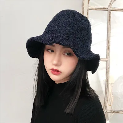 Японский осень зима теплое покрытие шапочка Для женщин Твердые Шляпы Панамы