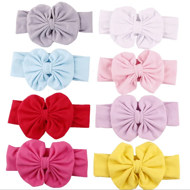 Cinta para el pelo de algod&oacute;n con lazo para beb&eacute; para ni&ntilde;as, diadema el&aacute;stica con lazo, cinta para la cabeza, 9 colores-3
