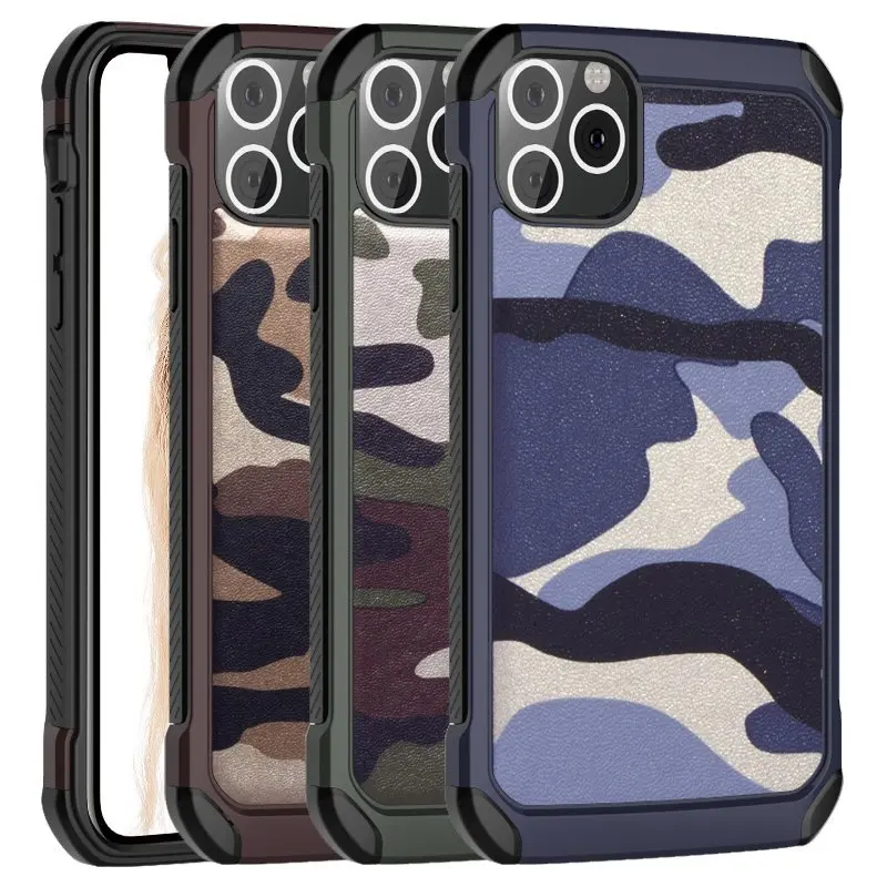 Камуфляжный Пластиковый ударопрочный бронированный чехол из ТПУ для iPhone 11 12 Pro 5s