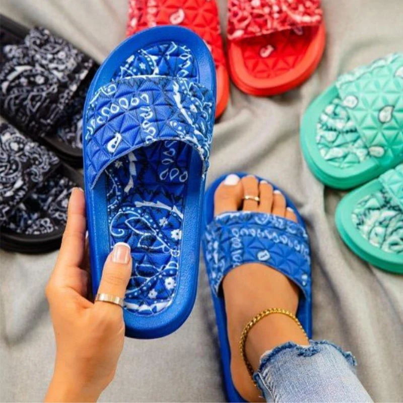 

Women's Comfy Bandana Slip-On Slippers Ladies Slides Indoor Outdoor Flip-flops Beach Shoes Summer Flip Flops Anti-Slip Footwear