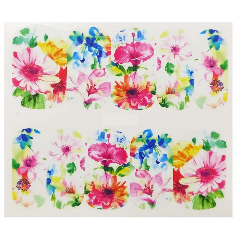 Стильная зеленая наклейка для ногтей Цветочная Слайдеры дизайна украшение