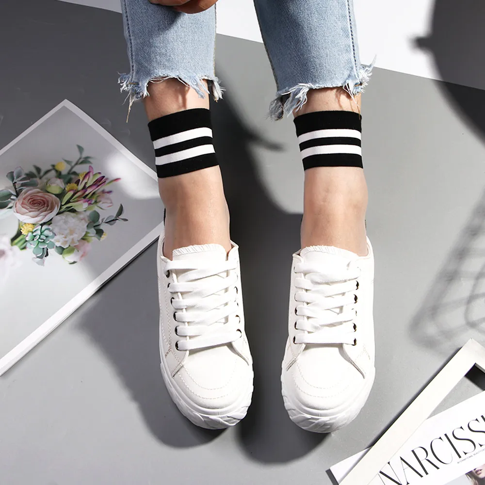 Ins стильные модные прозрачные радужные короткие носки женские летние тонкие