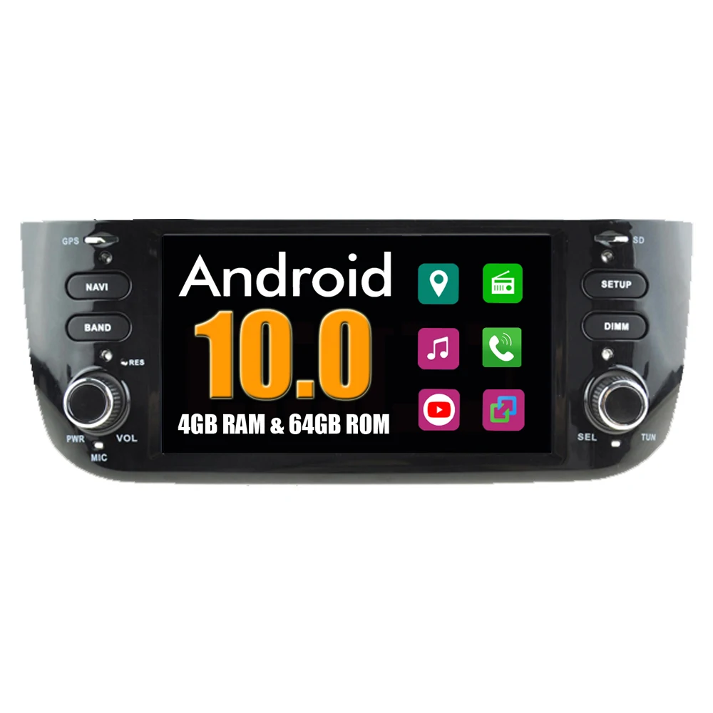 Автомобильный мультимедийный плеер RoverOne для Fiat Punto Linea Abarth EVO 2012 + Android 10 4G 64G