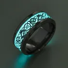 Светящееся кольцо темно-золотой дракон инкрустация зеленый фон мужские флуоресцентные светящиеся кольца