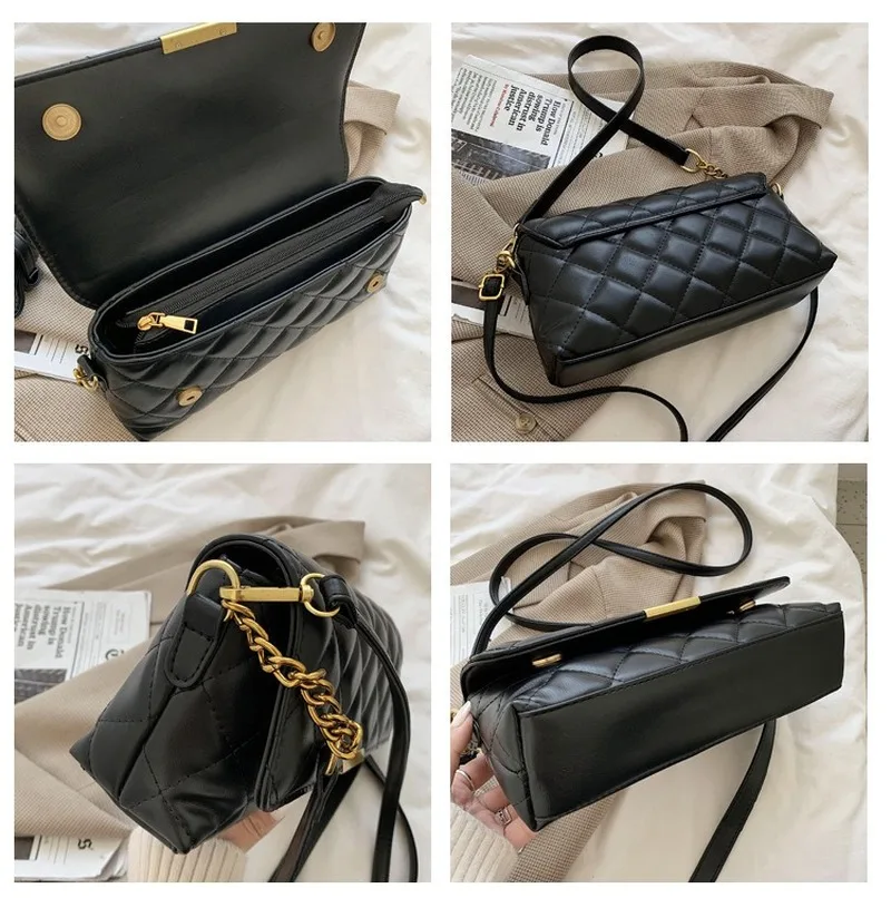 

High quality rhombus handbags 2020 new autumn and winter fashion ladies messenger bag all-match PU shoulder bag underarm bag