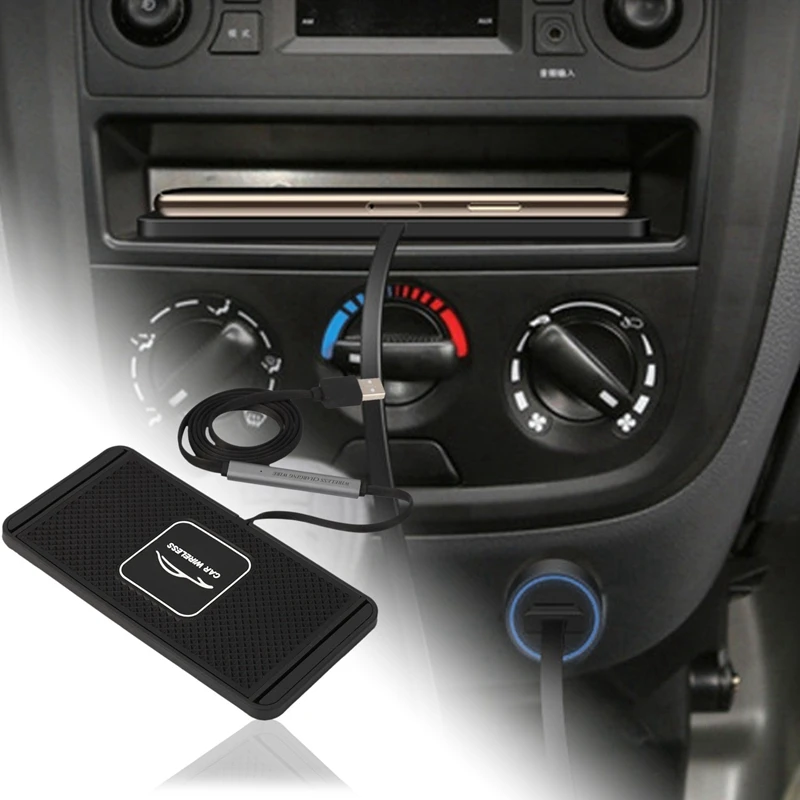 qi car wireless quickly charger for iphone 8 xs xr car charging pad for samsung s10 dock station non slip mat car dashboard hold free global shipping