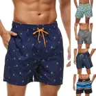 Пляжные шорты, мужские дышащие трусы, пляжные шорты с буквенным принтом в полоску, летние купальники