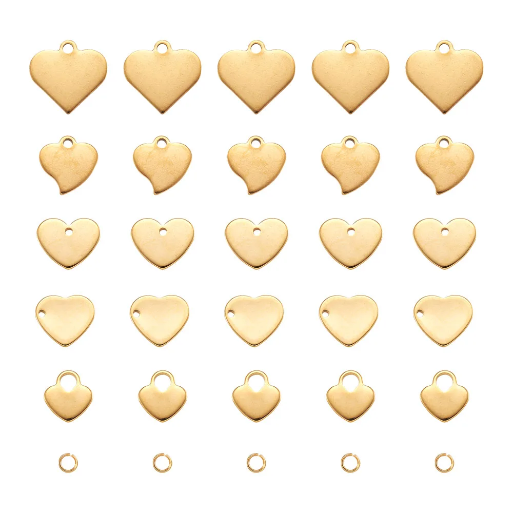 

Бирка с сердечками из нержавеющей стали, пустые Штампованные подвески для ожерелья, браслета, ювелирные изделия «сделай сам» с переходными ...