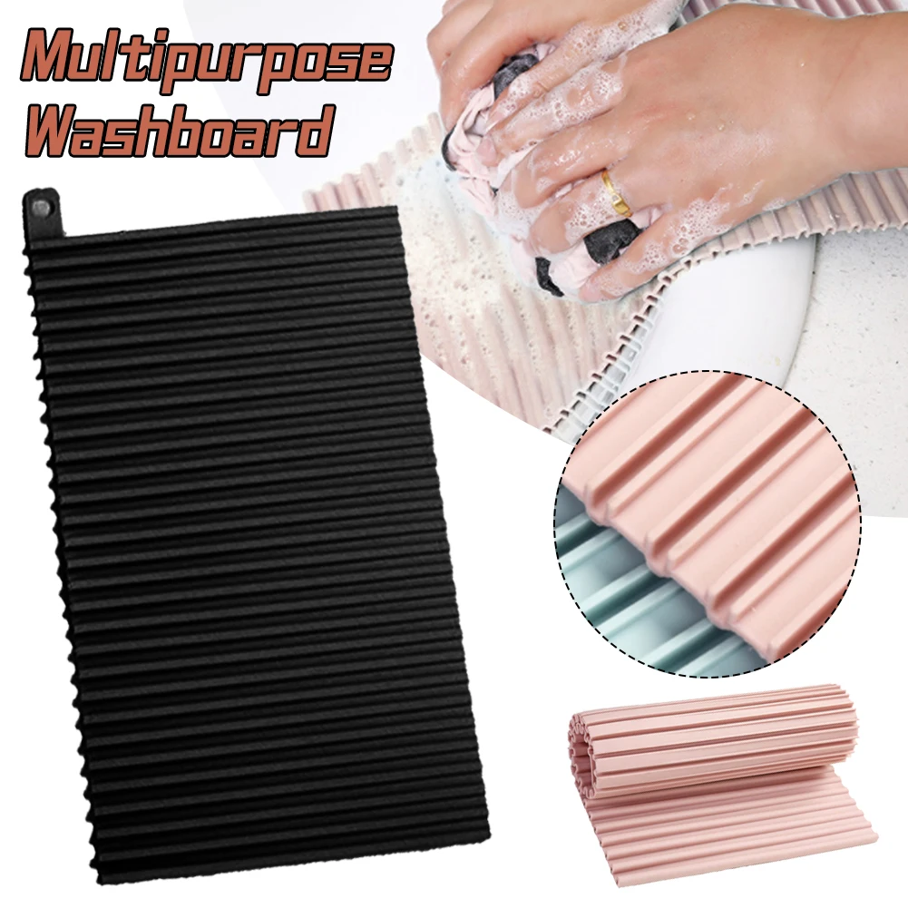 

Mini Silicone Washboard Non-slip Foldable Drain Pad Washing Board Laundry Board with Suction Cup Household Cleaning Wash Tool