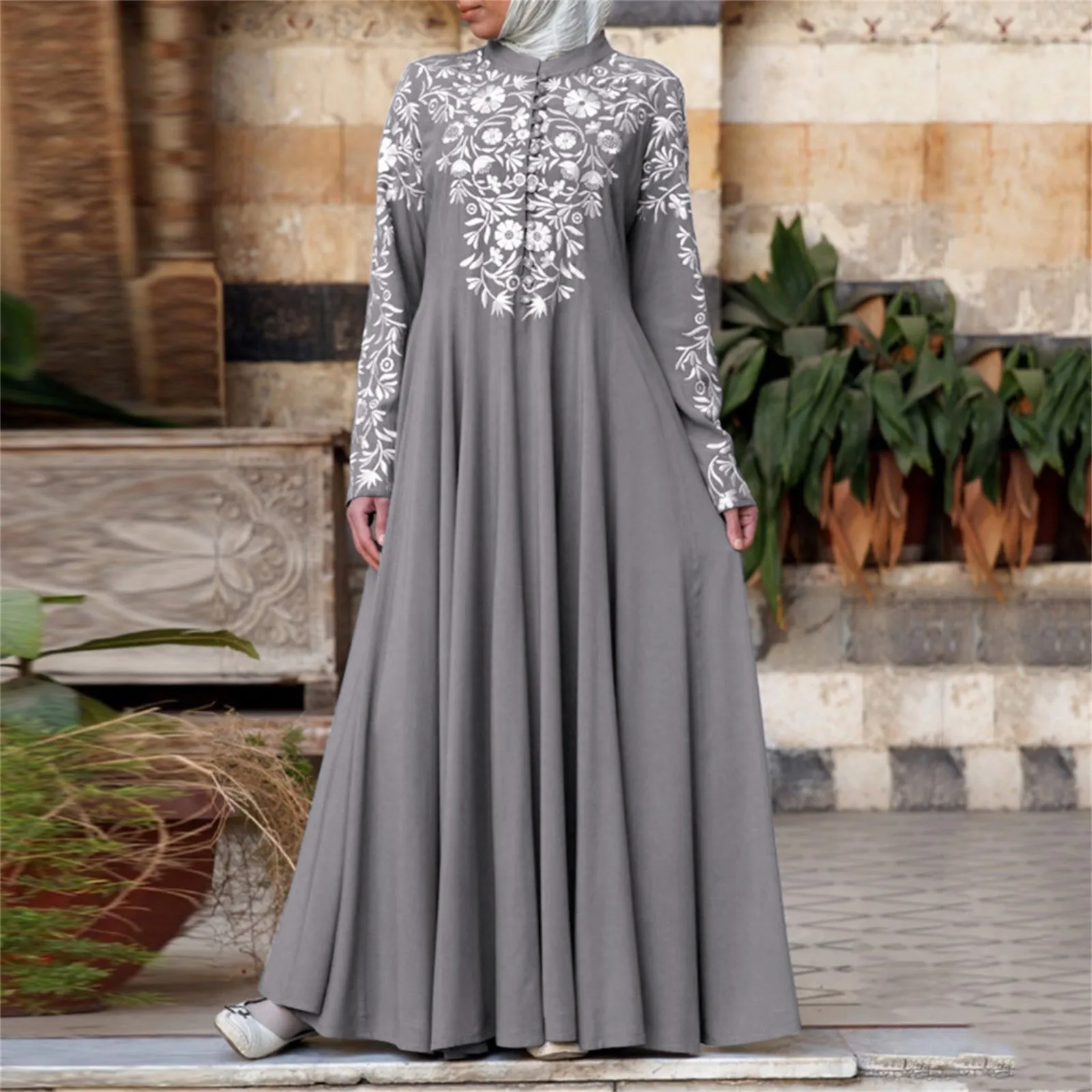 

Robes For Women Dress Summer Muslim Dress Kaftan Arab Jilbab Islamic Lace Stitching Maxi Dress Robe Femme Vestidos