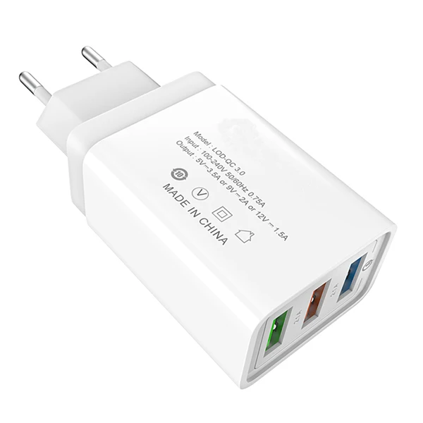 White FBYEG зарядное устройство для мобильного телефона, тройное USB зарядное устройство, штепсельная вилка европейского стандарта, быстрая зарядка для iPhone, samsung, Xiaomi, huawei - Тип штекера: White