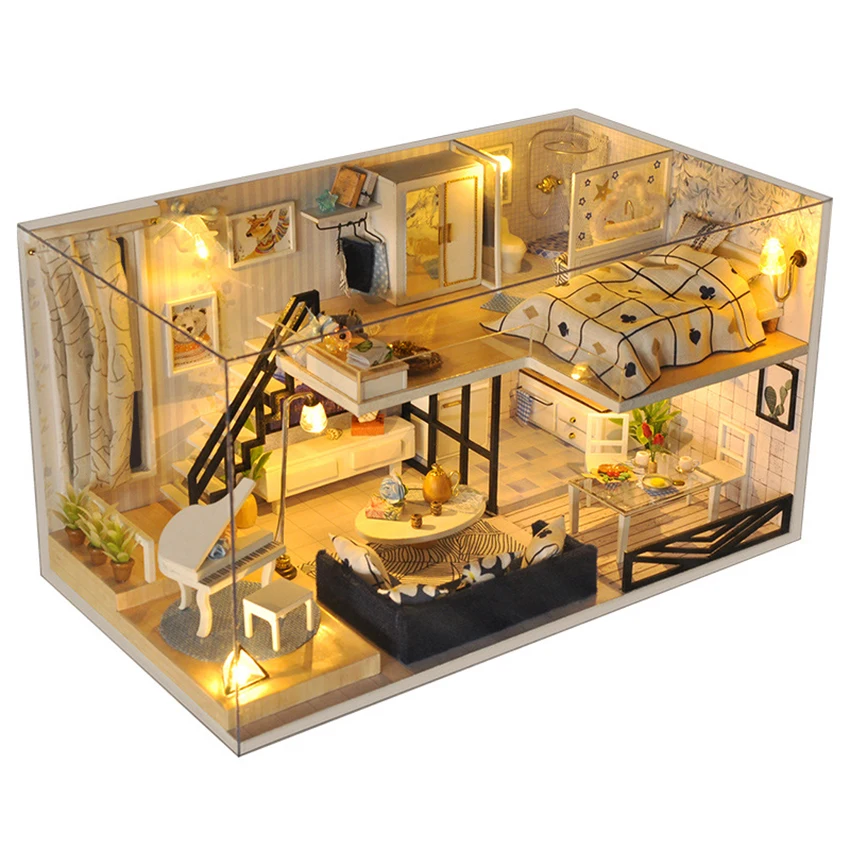 

Handmade DIY Miniature Doll House Model Wooden 3D Furniture Toys Assemble Dollhouse Creativity Adult Gift Christmas Collection
