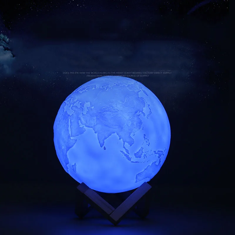 Нарисованная 3D лампа с рисунком земли креативный Ночной светильник дистанционным управлением Светодиодная