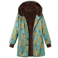 women coat 2020 winter parkas warm hooded floral printed button women long sleeve coat female winter jacket plus size