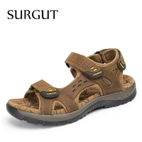 surgut hot sale new fashion summer leisure beach men shoes high quality leather sandals the big yards mens sandals size 38 48