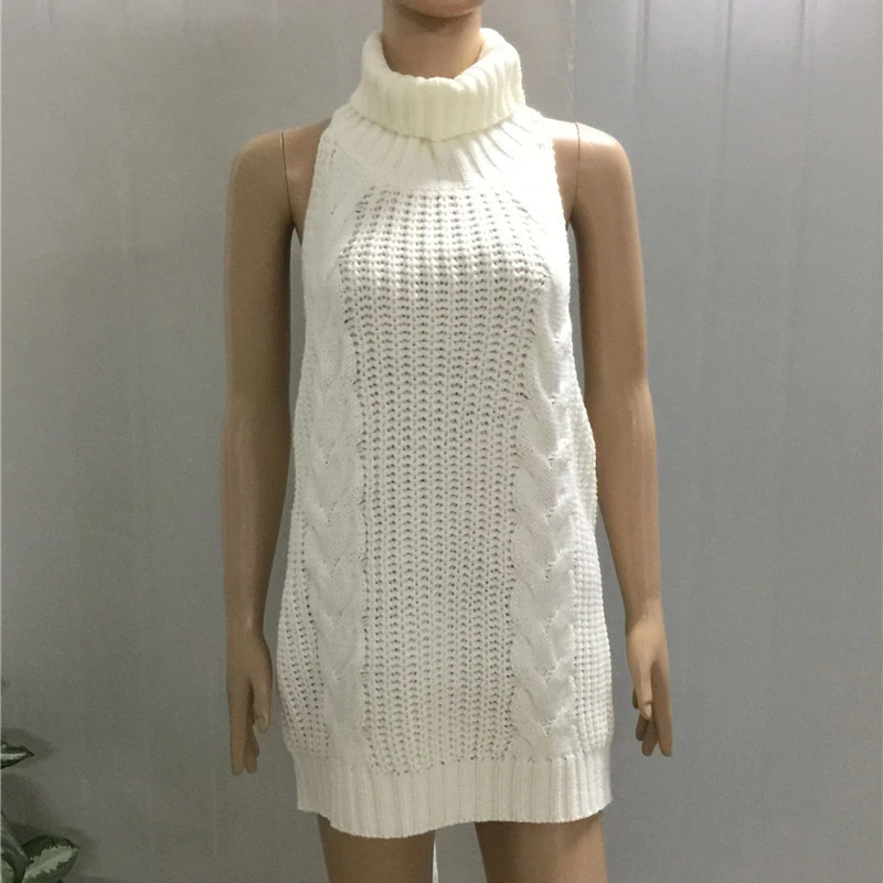 2022 Summer New Turtleneck Sleeveless Long Virgin Killer Sweater Japanes Knitted Sexy backless Women Sweaters And Pullovers WM03 | Женская