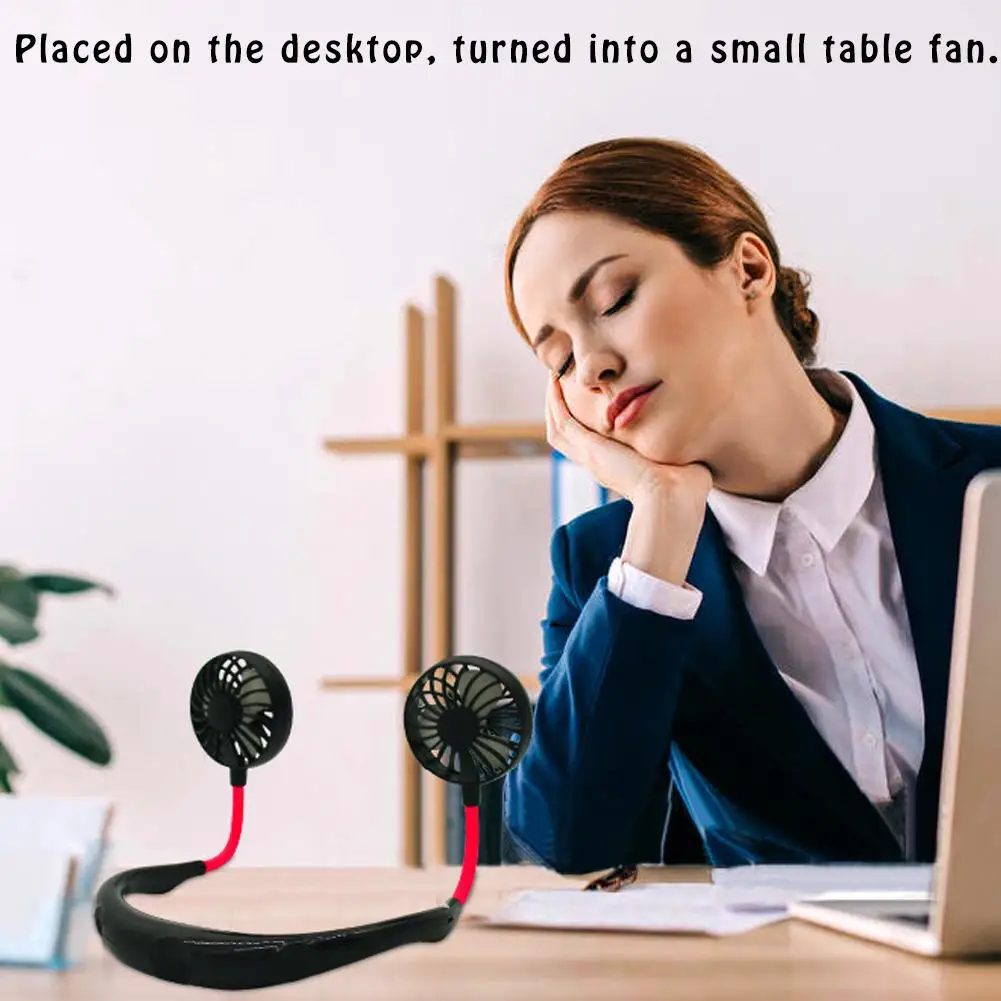 

Home Daily Hanging Neck Fan Travel Sports Small Fan Portable Carry Mini USB Lazy Charging Fan