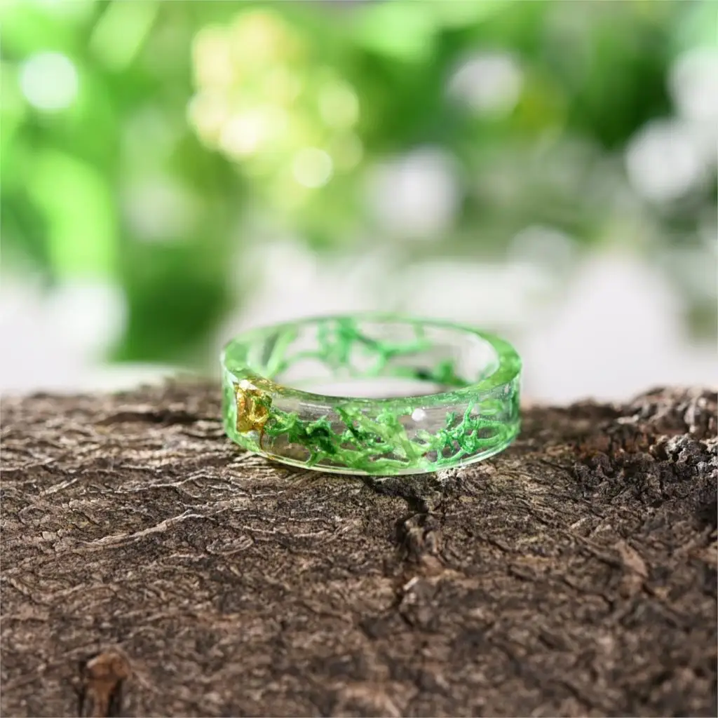 Женское Винтажное кольцо с зеленым Мохом из дерева и смолы Прямая поставка 2019 |