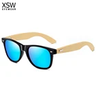 Деревянные солнцезащитные очки ручной работы XSW для мужчин и женщин, квадратные бамбуковые зеркальные солнцезащитные очки, ретро de sol masculino