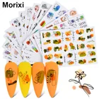 Ультратонкие полоски для ногтей Morixi, фольга для ногтей, большой размер, самоклеящаяся, ручная роспись, граффити, цветы, растения, животные, наклейка для ногтей FW084